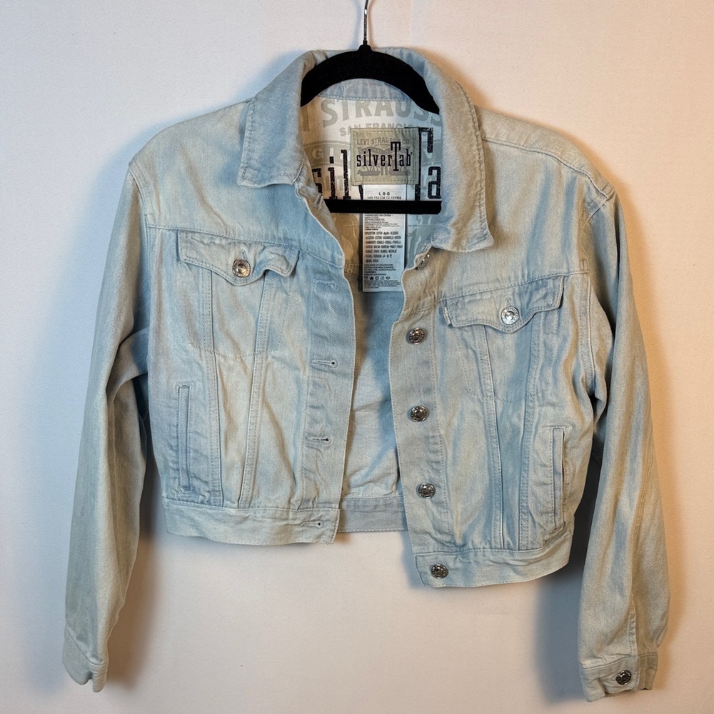 Levis SilverTab Kids Jeans Classic Light Wash Denim Jacket Large 100% Cotton Y2K